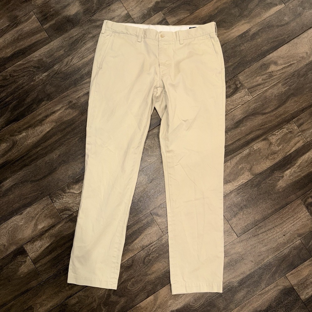 Polo Ralph Lauren Slim Fit Chino Pants Straight Fit Preppy Men's 35/32 Beige